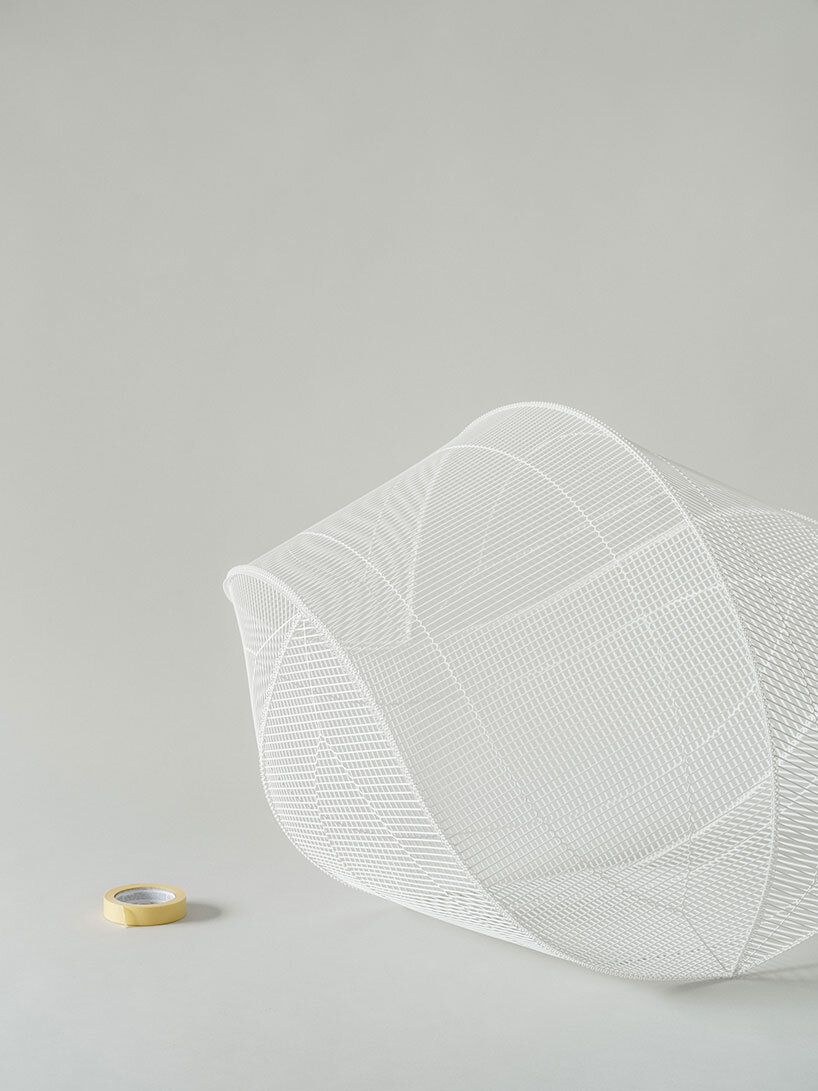 raw edges introduces eco-conscious sculptural mesh lighting series at london design festival