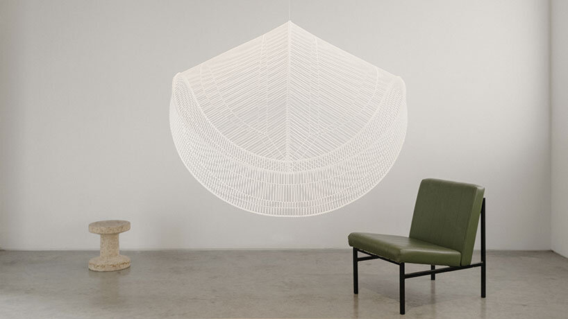 raw edges introduces eco-conscious sculptural mesh lighting series at london design festival