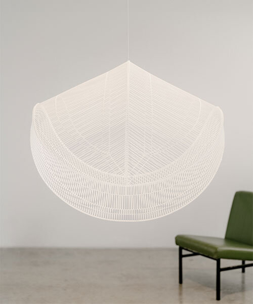 raw edges introduces eco-conscious sculptural mesh lighting series at london design festival