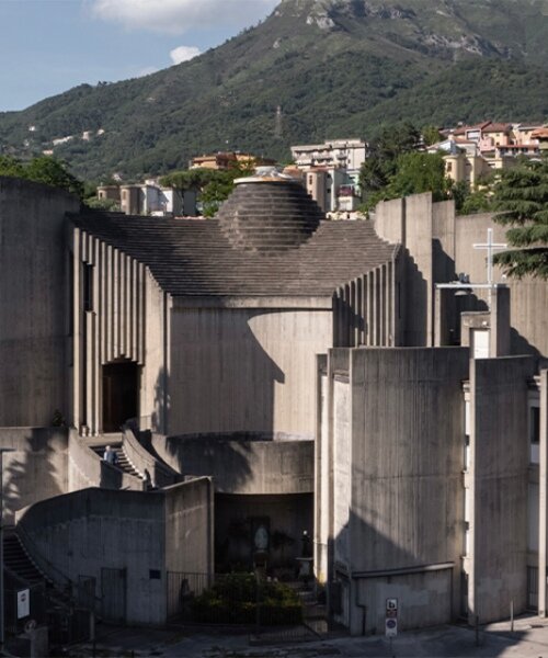 ste murray captures concrete curves and rings of sacra famiglia church in italy as it turns 50