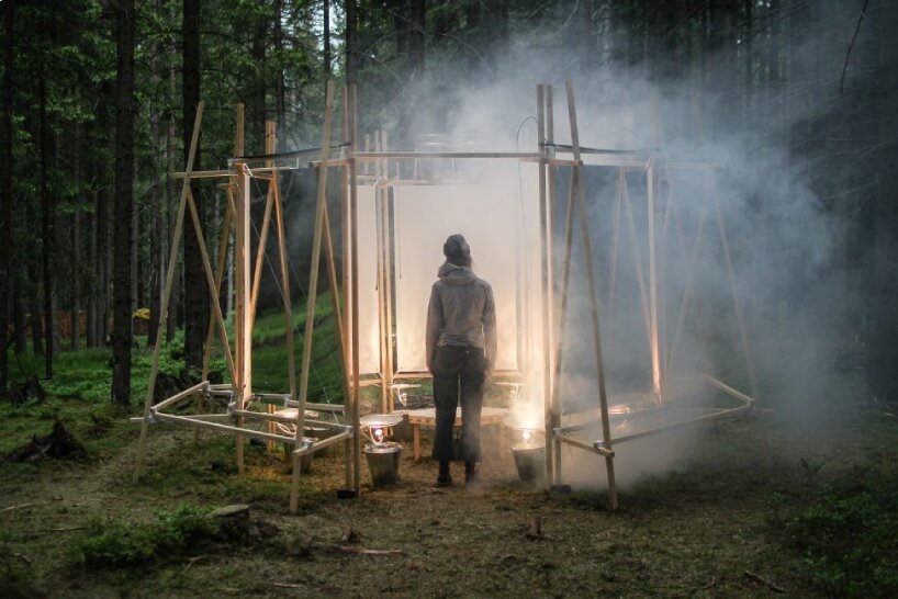 shapes of rain installation by stefano mori spatializes sounds of water in austrian forest