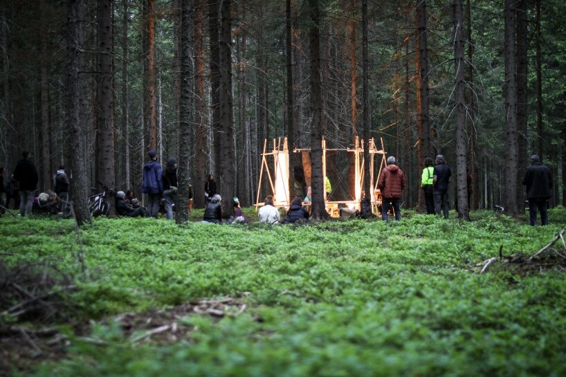 shapes of rain installation by stefano mori spatializes sounds of water in austrian forest
