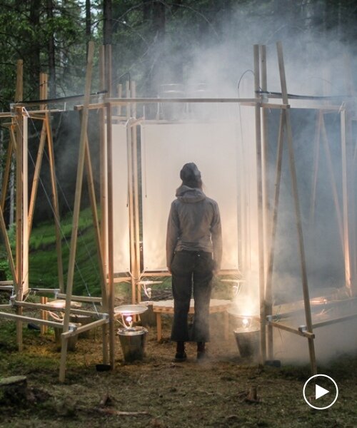 shapes of rain installation by stefano mori spatializes sounds of water in austrian forest