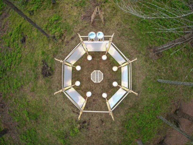 shapes of rain installation by stefano mori spatializes sounds of water in austrian forest