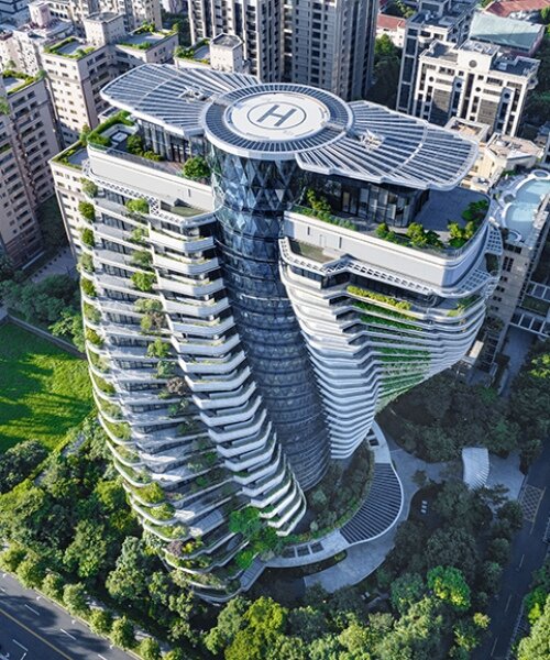 vincent callebaut's residential tower inspired by DNA forms vertical forest in taipei