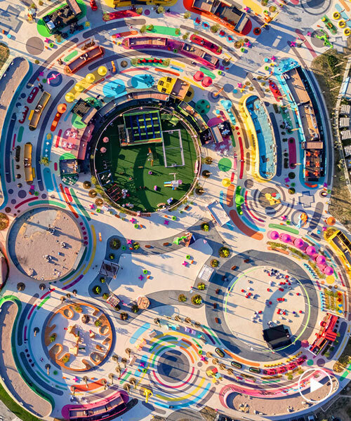 circular patterns and bright colors guide visitors through 100architects' public hub in egypt