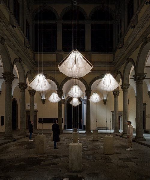 DRIFT suspends pulsating installation in renaissance courtyard of florence's palazzo strozzi