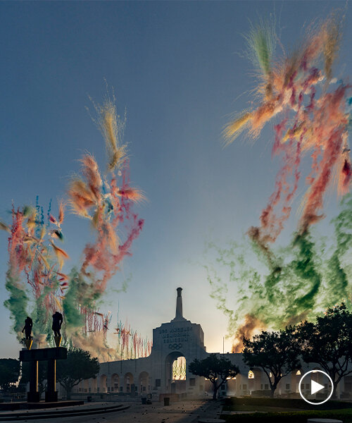 drones, fireworks & AI unite in cai guo-qiang's arena-sized spectacle at LA memorial coliseum