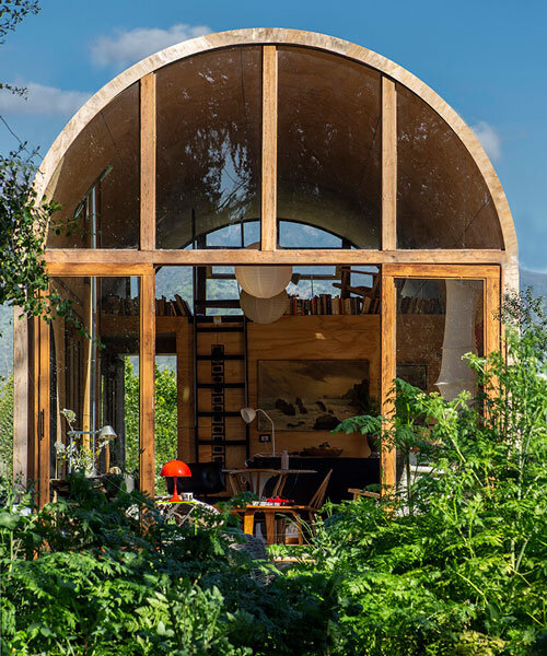 vaulted glazed shelter by tololo ugarte brings verdant chilean nature indoors