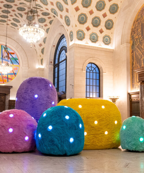 friendswithyou’s autonomous fuzzy robots play healing sounds inside cleveland public library