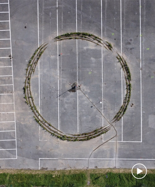 'craquelures dans le réel' is an ephemeral device that ploughs & irrigates asphalt in lausanne