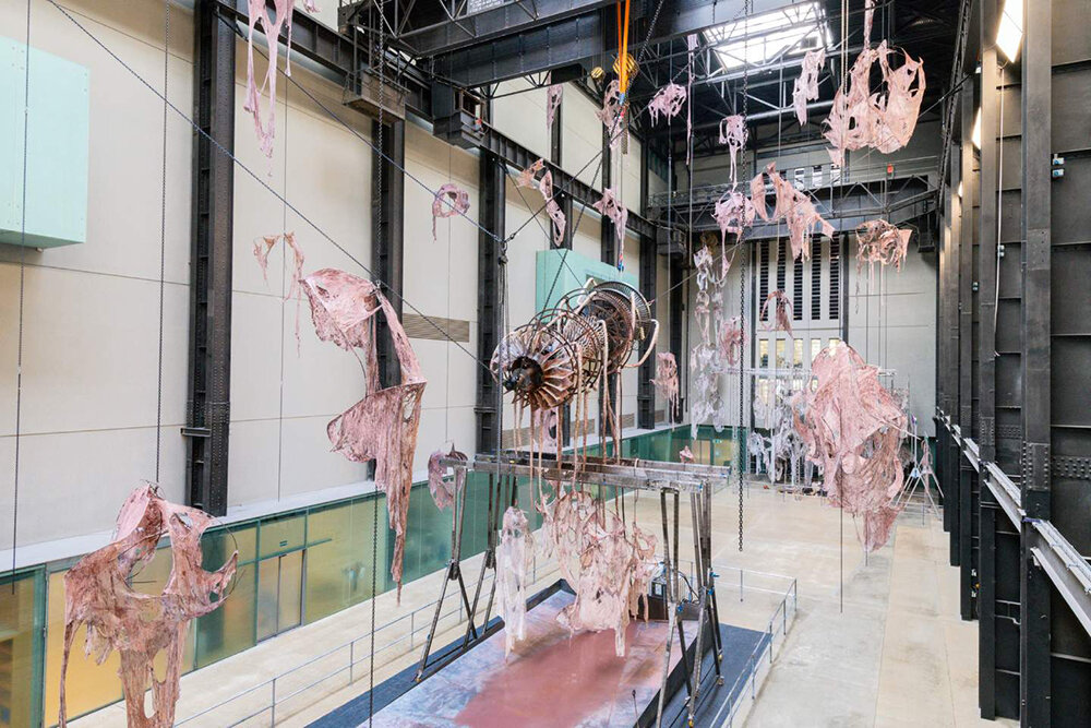 mire lee turns tate modern's turbine hall into factory of skin-like ...