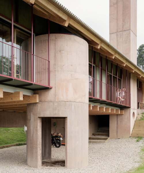 resting over steep grounds in spain, nahinuena house emerges as a collage of raw materials