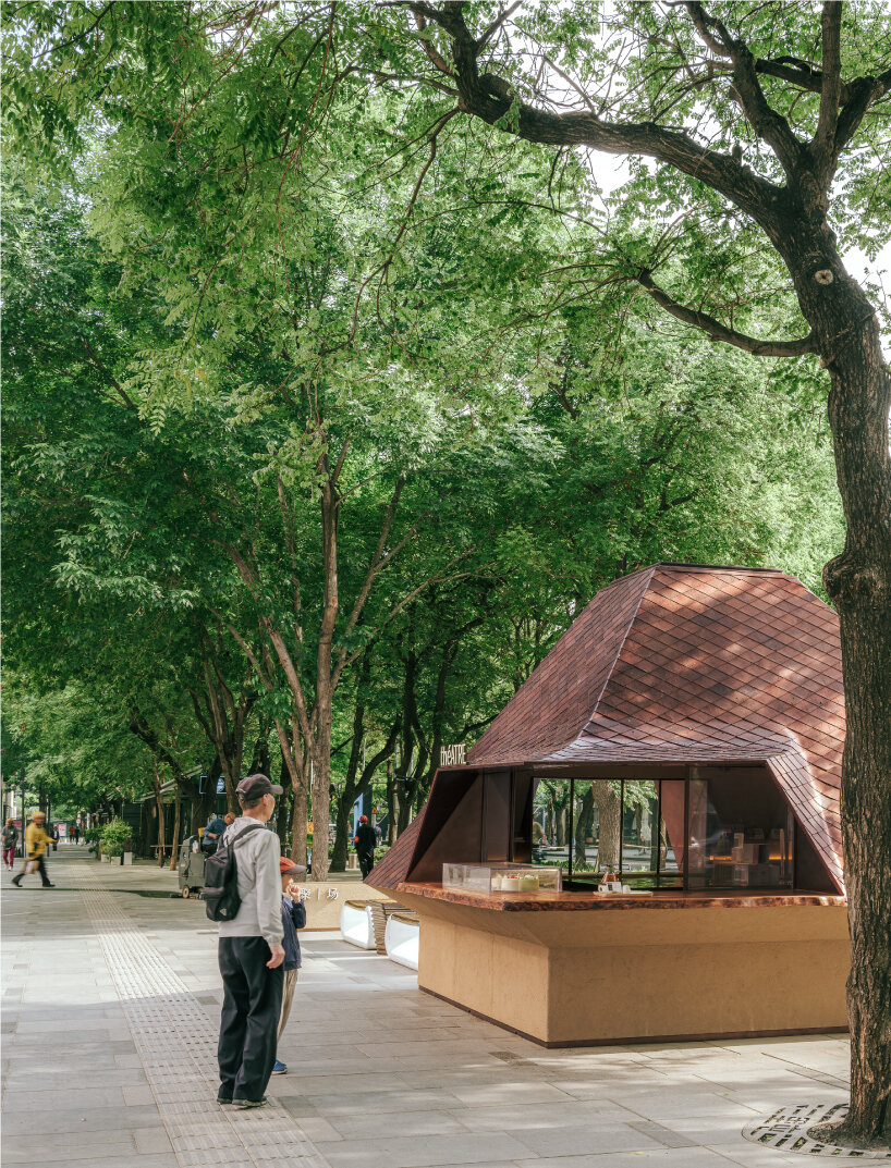 une série de pavillons réutilisables par les architectes kooo propage la culture du thé au centre-ville de Pékin