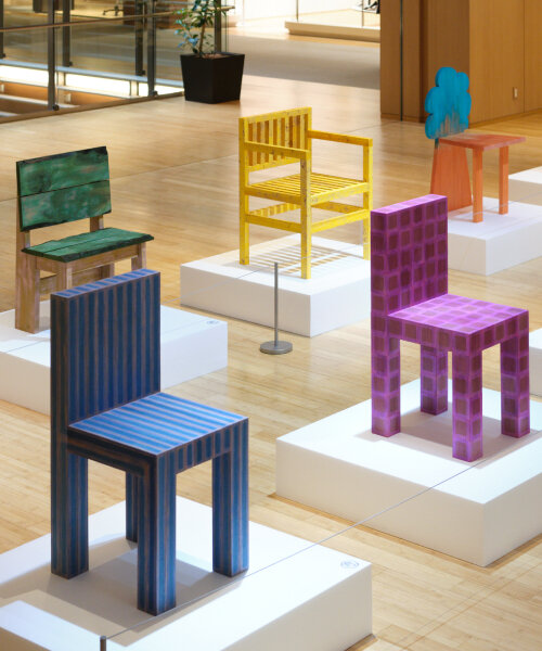 saki takeshita’s wooden chairs shift hues when blown with hot air at DESIGNART tokyo 2024