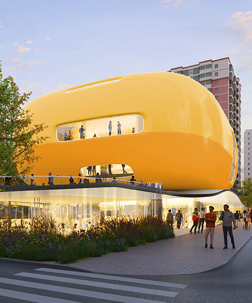 soft yellow exhibition hall by selgascano to bring playful architecture to beijing