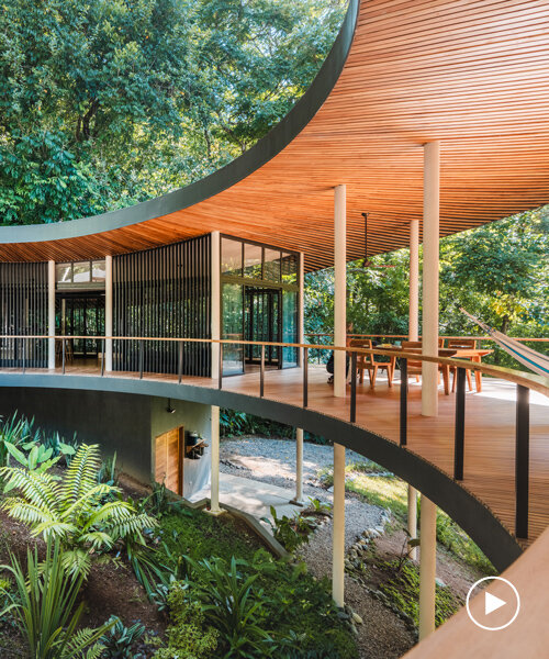 sinfonia verde: studio saxe's circular, off-grid home on stilts floats among costa rican canopy