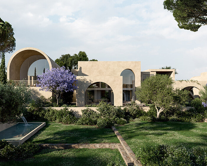 traditional arches by oppenheim architecture shape villas complex on scenic bay near larnaca