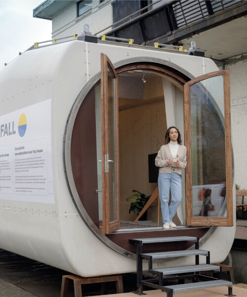 discarded wind turbine vessel turns into solar-powered tiny house by superuse and vattenfall