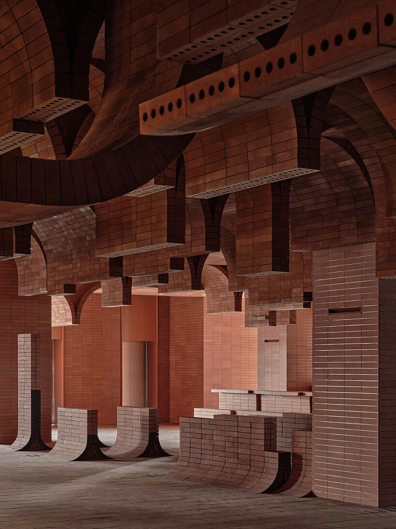 sea of undulating bricks floods chinese cinema café interiors by one plus partnership
