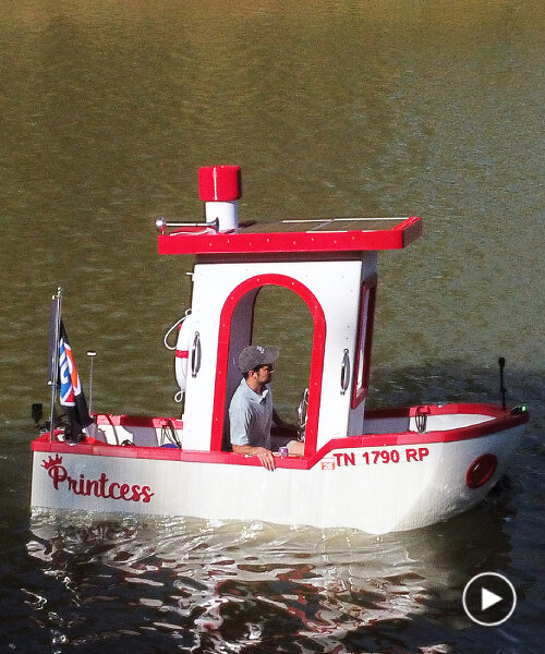 3D printed steamboat with solar panels cruises like mickey mouse’s willie vessel