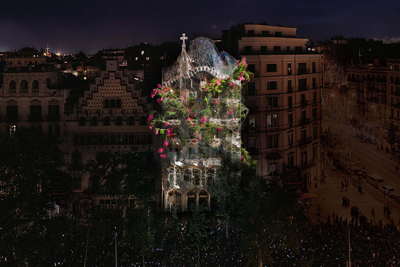 quayola reimagines gaudi’s casa batlló facade with swaying digital arboreal forms
