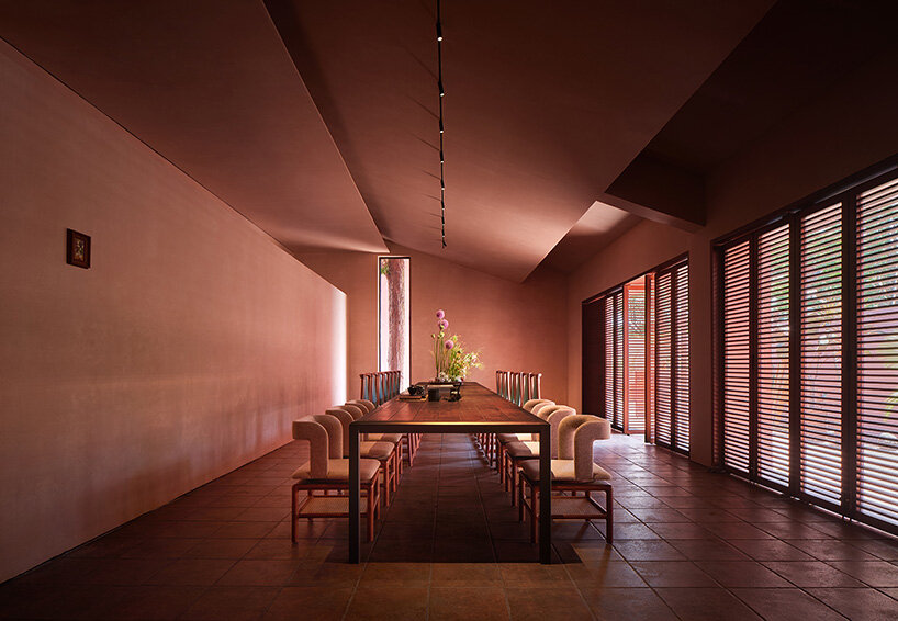 cherry blossom pink cement coats cultural space by qicang design in china
