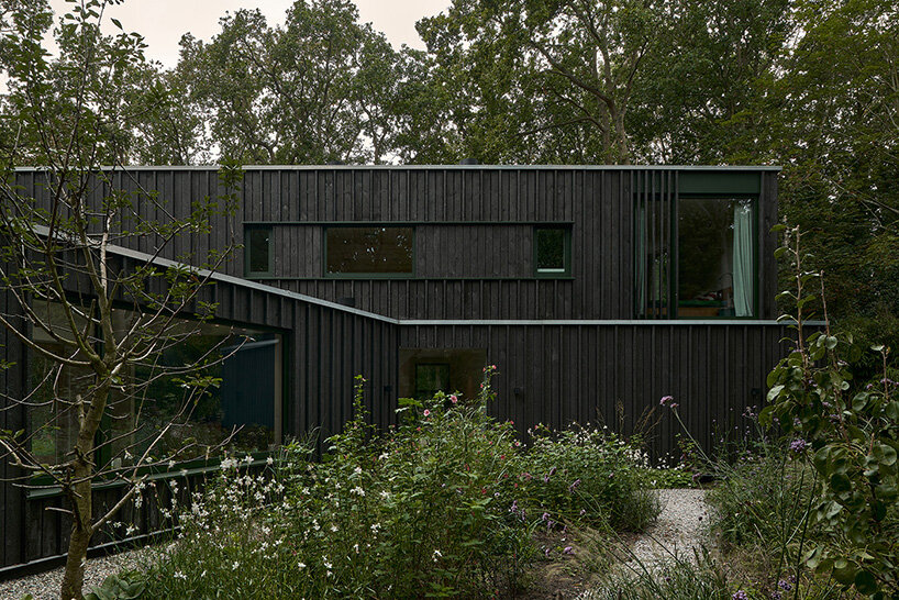 floating timber volume crowns forest house by kumiki architecture in the netherlands