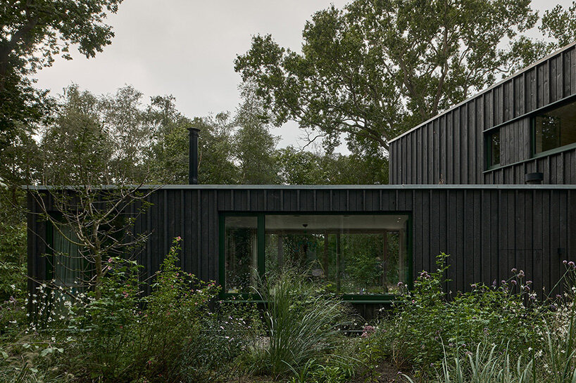 floating timber volume crowns forest house by kumiki architecture in the netherlands