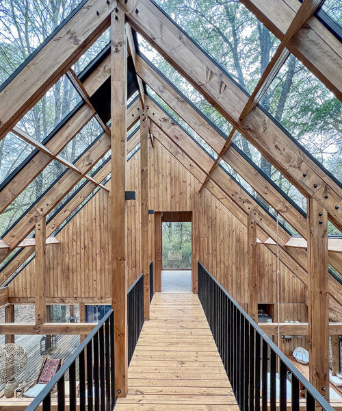 this 'inverted greenhouse' is a glass-topped cabin for viewing nature in chile