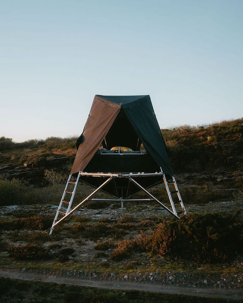 k-tent by new british design adapts to any terrain with its adjustable tripod leg system