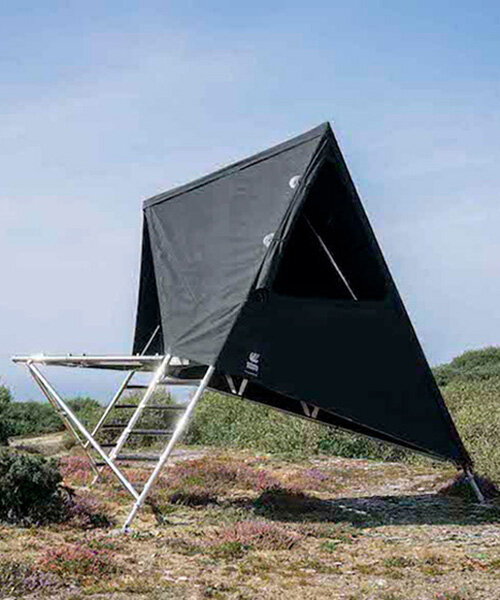 k-tent by new british design adapts to any terrain with its adjustable tripod leg system