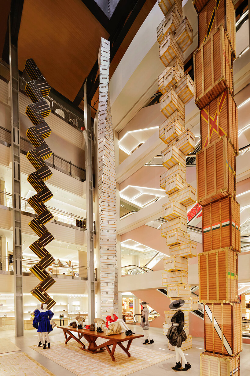 OMA-designed sculptures tower over the new louis vuitton store on 57th Street