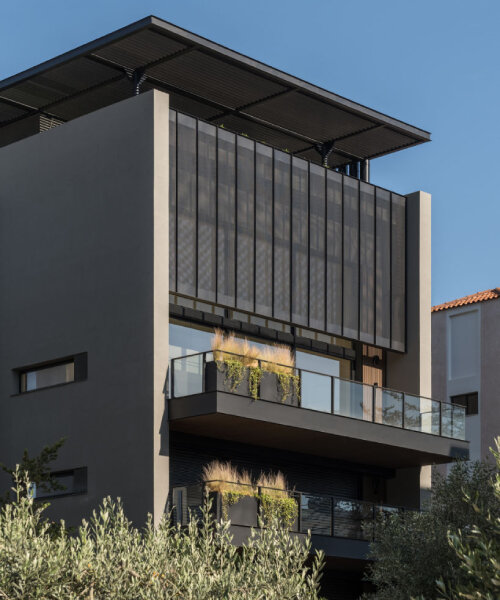 metallic charcoal and protruding planes define wip architects’ papagou residences in athens