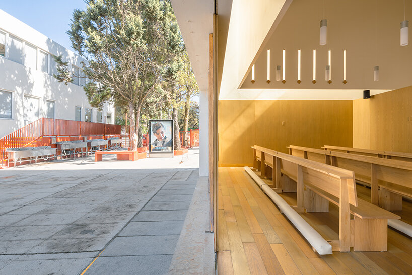 sliding doors in divine proportion front oratory by jose lombana arquitectos in mexico