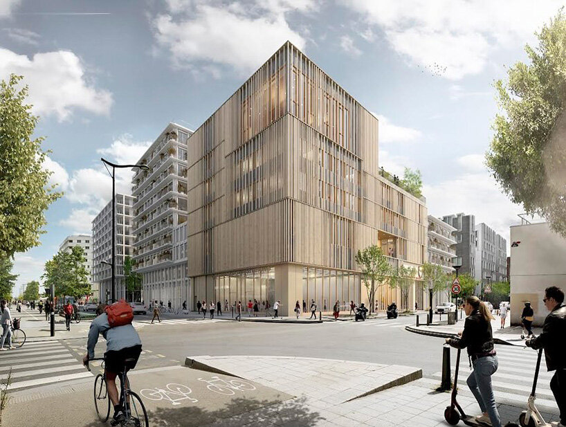 Studio Gang debuta en Francia y envuelve el centro universitario con una rítmica fachada solar