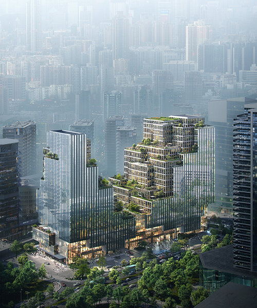 büro ole scheeren plans lush, stepping towers to bring 'urban glen' to hangzhou