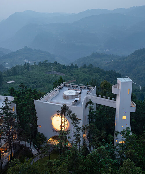 wilburban architects scatters geometric pavilions among china's cedar forests