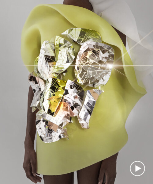 ying gao’s robotic clothes shine with broken mirrors that dance on their own