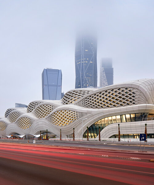 with undulating lattice facade, zaha hadid architects' metro station ...