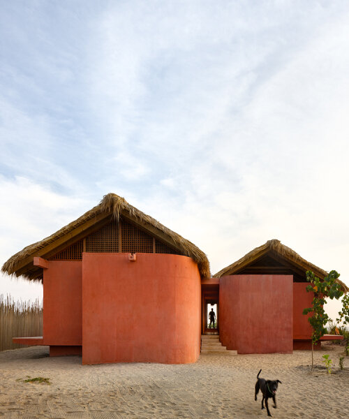 palm fronds top bloqe arquitectura's cluster of traditional houses along oaxaca coastline