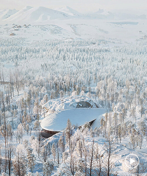 elliptical residence by unformed design for NOT A HOTEL rises from japan's rocky hills