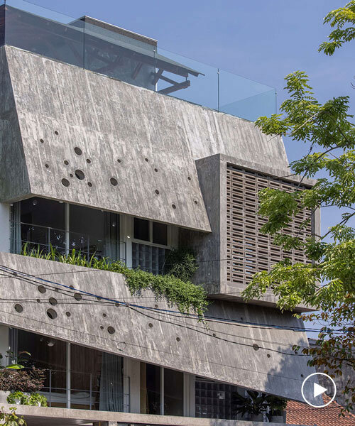 irregular dual-layer concrete facade enfolds M+TRO.studio's kho ren house in vietnam