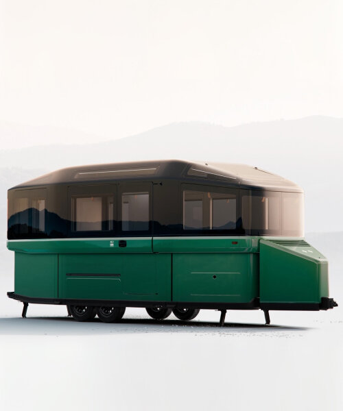 lightship’s AE.1 cosmos has a button that expands and elevates the aero-electric travel trailer