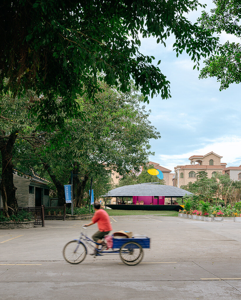 MAD architects honors childhood with flying saucer-like installation at chinese art festival