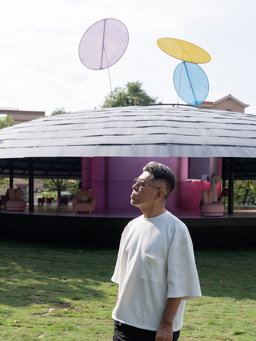 MAD architects honors childhood with flying saucer-like installation at chinese art festival