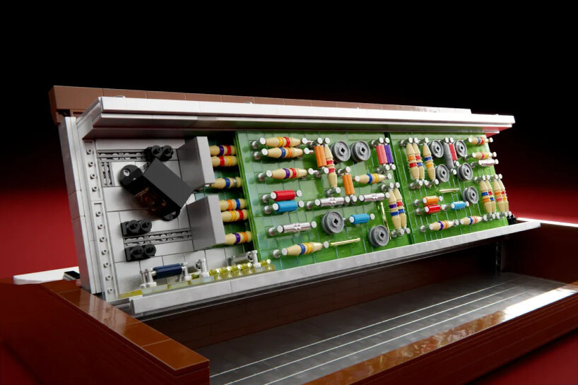 Tampilan terperinci dari sirkuit Lego dan elektronik