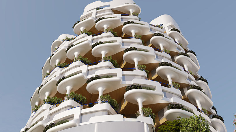 UNstudio unveils spiraling biophilic facade for samsung's new residential concept in seoul