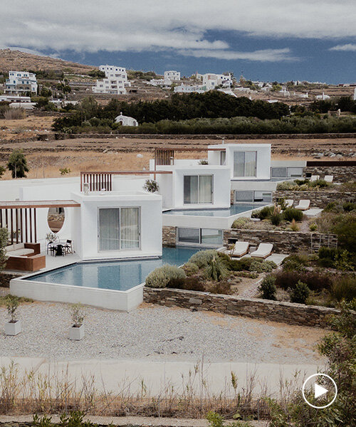 cubic volumes emerge from tinos’ rugged terrain in 'pnoes' hotel by aristides dallas architects