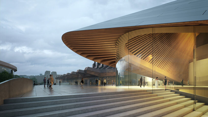 bjarke ingels group drapes undulating roof over opera and ballet theater of kosovo